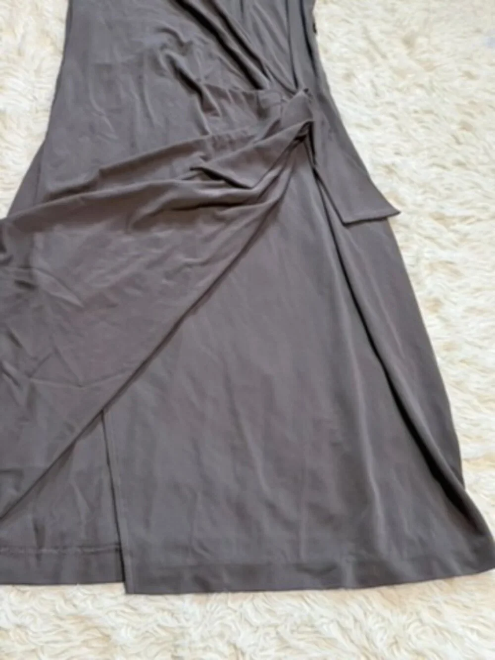 St. John Faux Wrap Brown Jersey Dress - Size 8